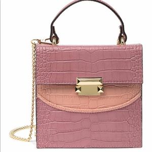 Persaman Kathleen croc embossed leather satchel